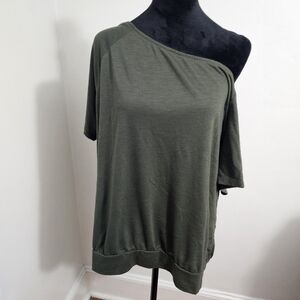 Torrid Olive Green Asymmetrical Short Sleeve Top